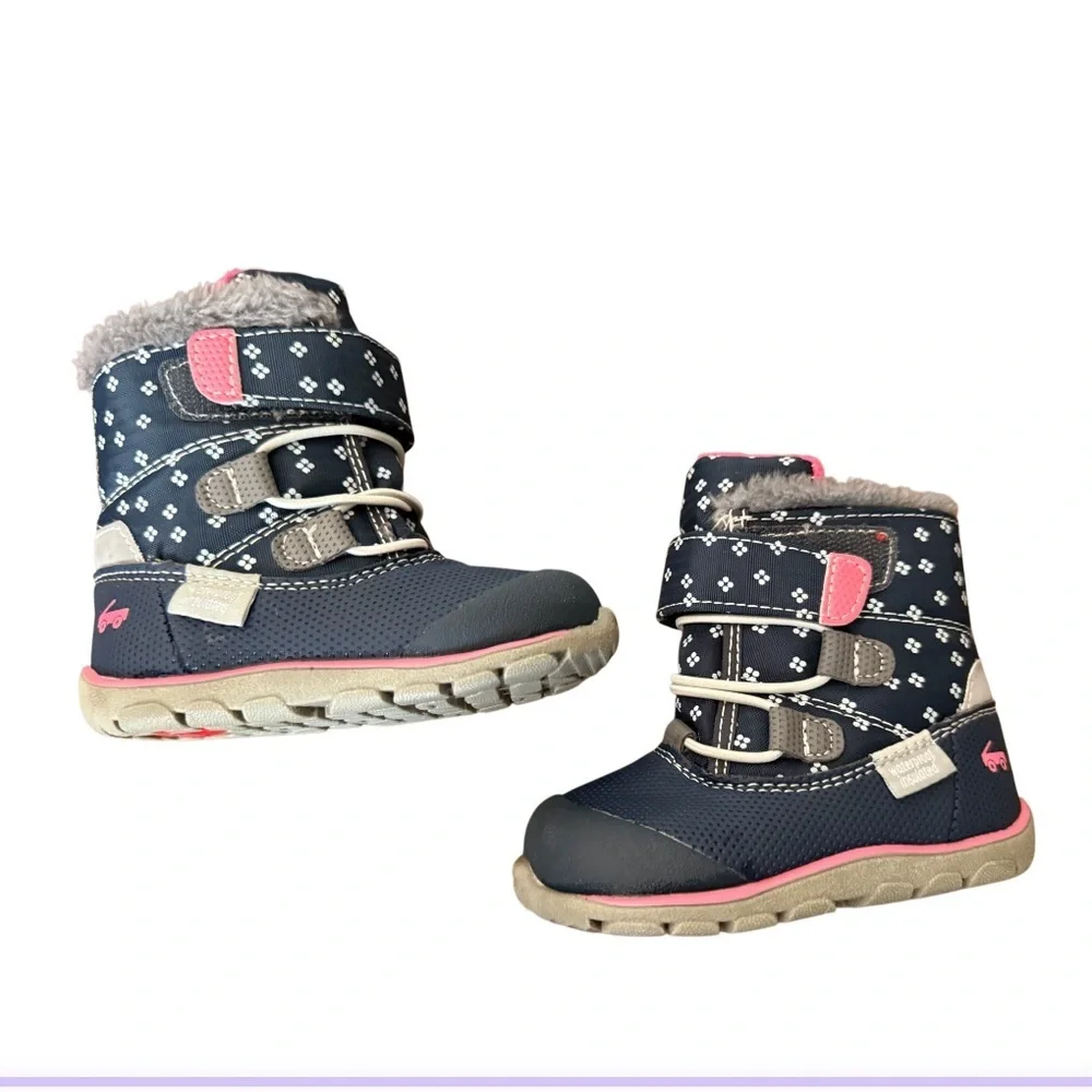 See Kai Run Navy and Pink Winter Boots-Size 5